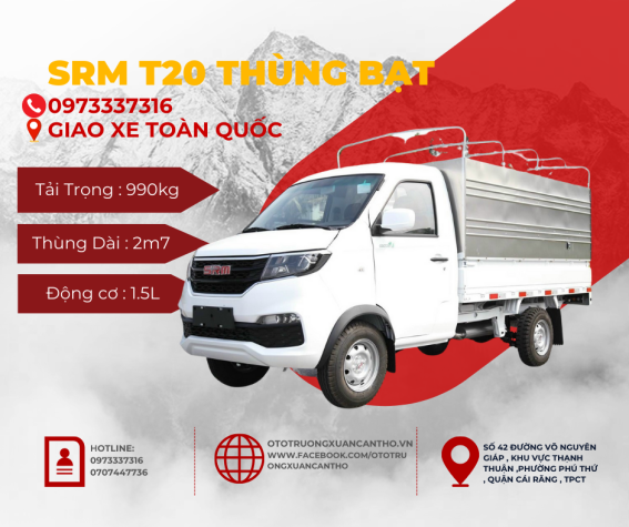 Xe Tải SRM T20 930KG Thùng Mui Bạt