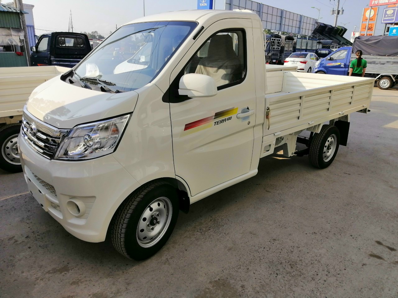 Ngoại thất xe Tera 100 thùng lửng, chassis cứng cáp, thùng được đóng chắc chắn